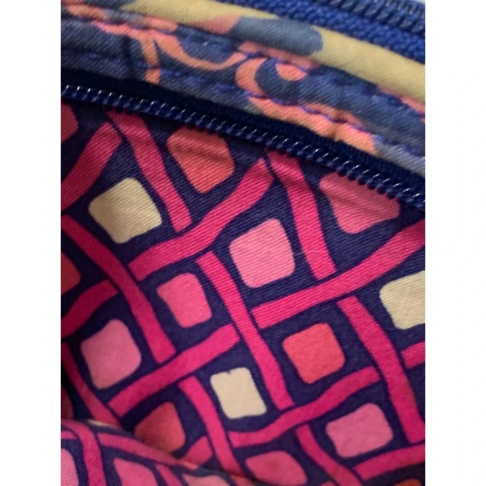 Vera Bradley Quilted Cotton Crossbody Bag Navy Pink Floral Geometric Print#899